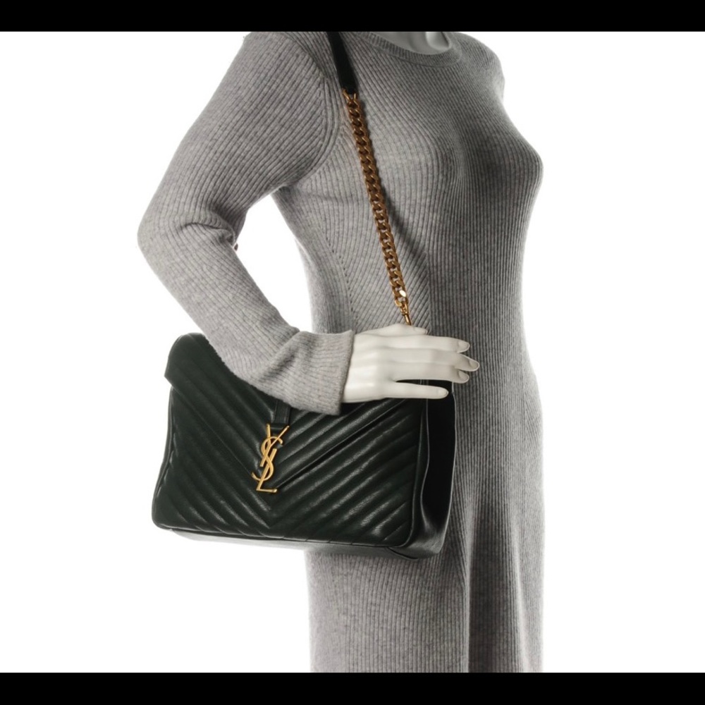 COPY - Saint Laurent Monogram Envelope Green Matelassé Leather Shoulder crossbo…